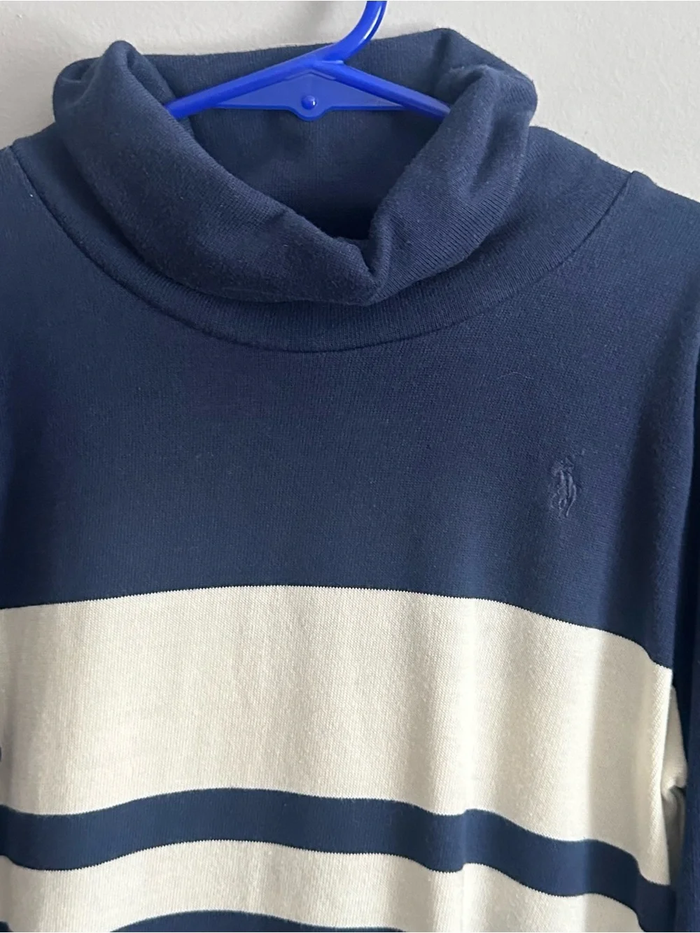 Ralph Lauren Girls Navy Colorblock Turtleneck Knit  Dress Size M (8-10)